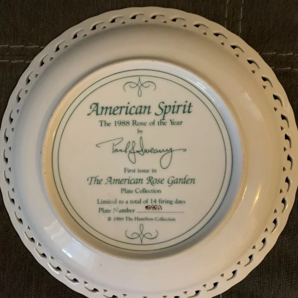 American Spirit Elegant Red Rose Plate